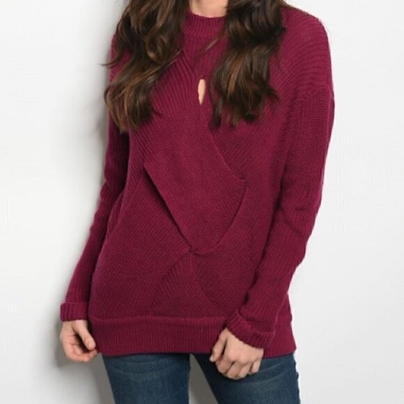 Sweaters - Plum Sweater with Weaver Detail